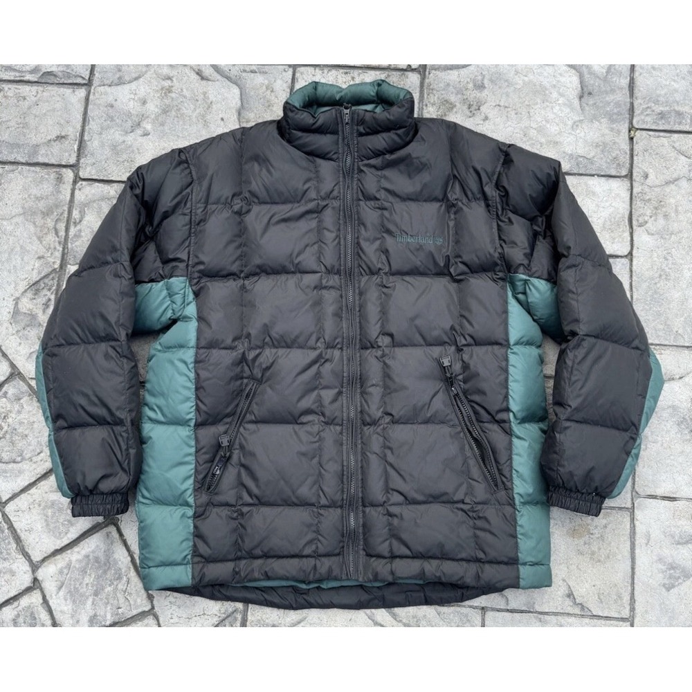 Vintage 90s Timberland Two Tone Puffer Full Zip Up Jacket Large Excellent Shape